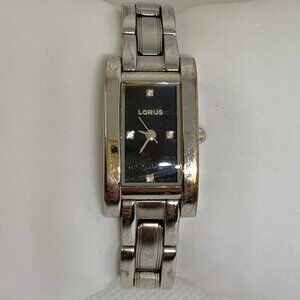 Lorus vintage women watch silver tone blaxk dial 17mm quartz analog 6” running